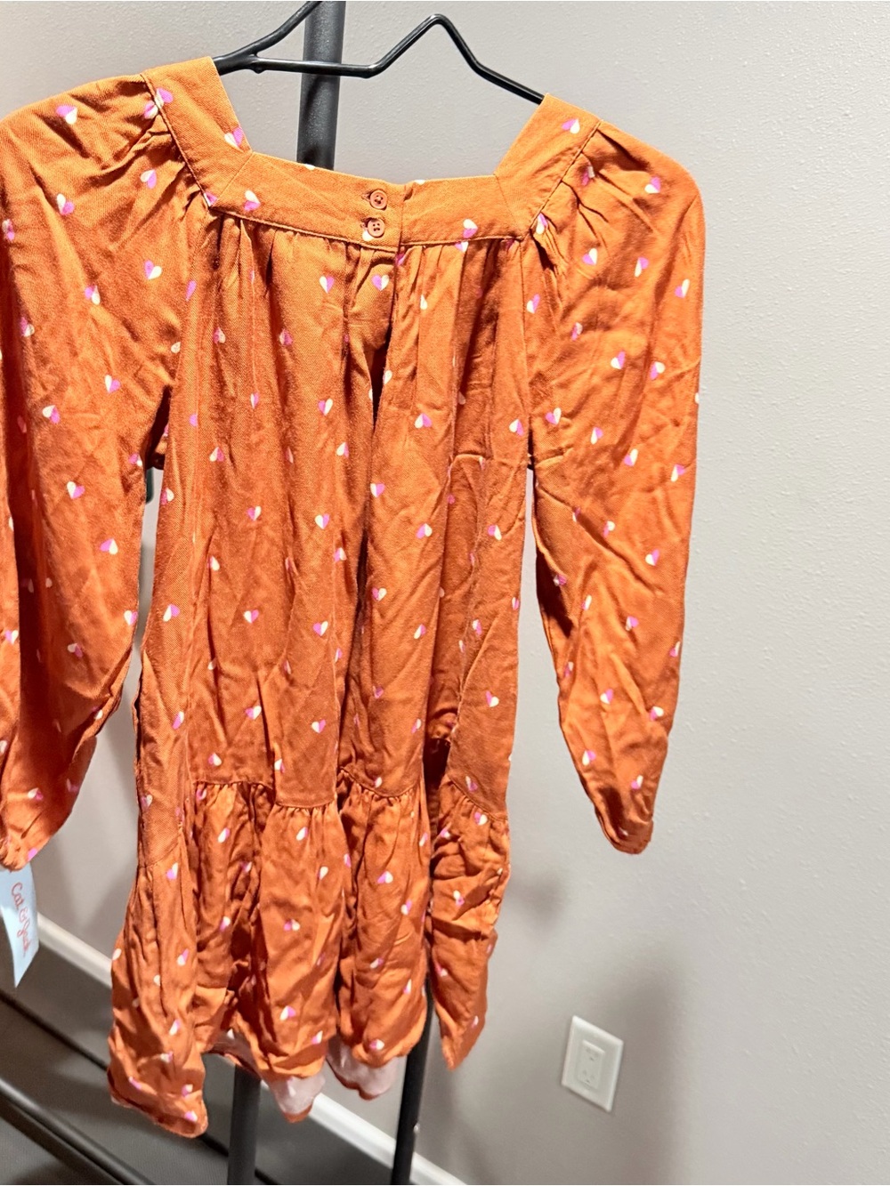 Cat & Jack Rust Orange Nightgown with Pink Heart Print